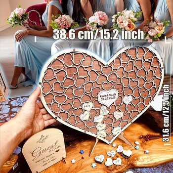 Ξύλινο τραπέζι εγγραφής σε σχήμα καρδιάς για γάμους – διακοσμητικό από boxwood