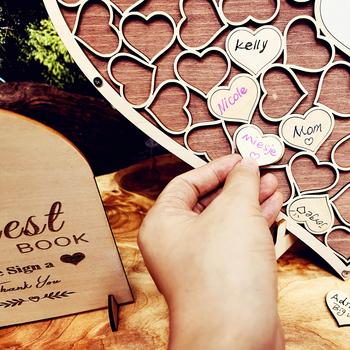 Ξύλινο τραπέζι εγγραφής σε σχήμα καρδιάς για γάμους – διακοσμητικό από boxwood