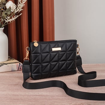 Női PU táska városi egyszerű stílusban, vízszintes négyzet alakú forma, fedéllel záródó, belső mobiltelefon zseb, poliészter bélés, Tavasz 2025