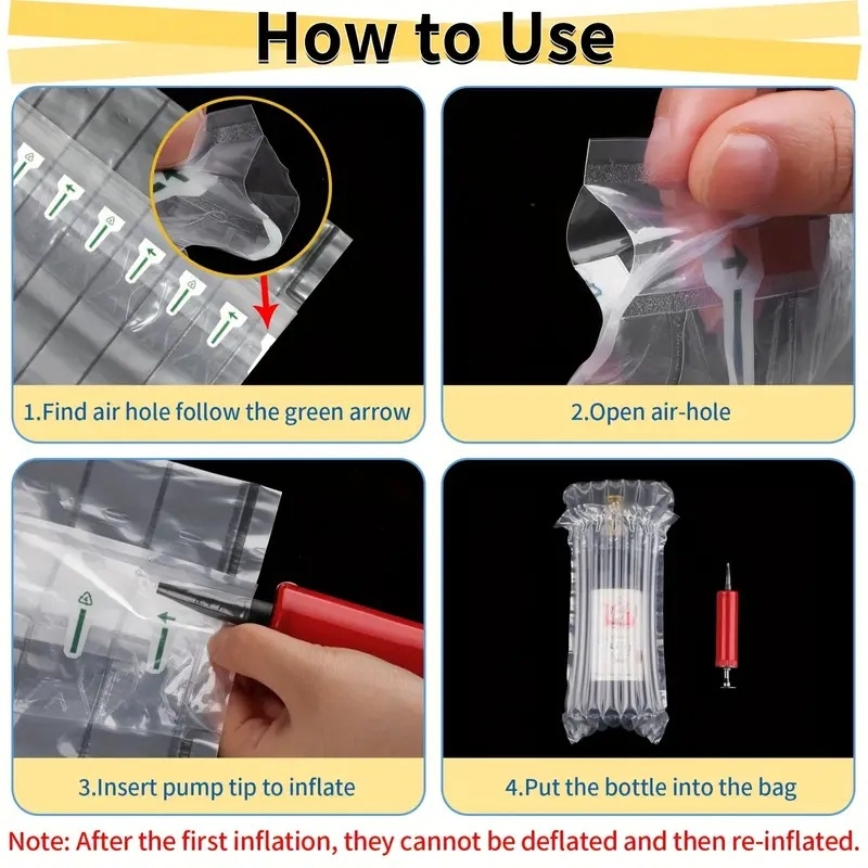 Vyno oro kolonų maišelis, atsparus kritimui ir smūgiams, 7 kolonų dizainas, PE+nylon, 6 vienetų rinkinys