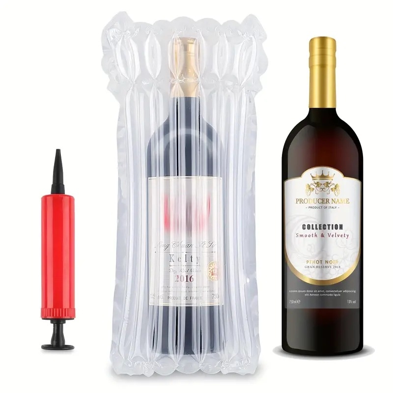 Vyno oro kolonų maišelis, atsparus kritimui ir smūgiams, 7 kolonų dizainas, PE+nylon, 6 vienetų rinkinys