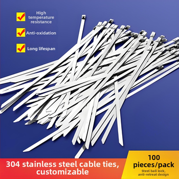 Nerūdijančio plieno 304 kabelių diržai su savispaudimu, plotis 4,6 mm, storis 0,25 mm, ilgiai 150–300 mm, vamzdžių tvirtinimui