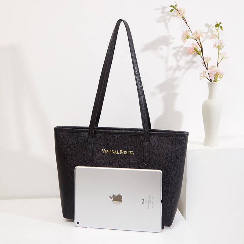 Tote torba – gradski stil, PU materijal, horizontalni kvadratni oblik, zatvarač, unutarnji džepovi za telefon, ID karticu i kameru