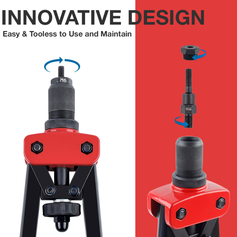 Комплект заклепвач за ръчна работа с една ръка – включва ръчен заклепвач за гайки и клещи за заклепки за авто ремонт