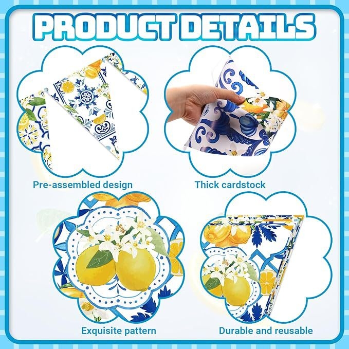 Banner triunghiular cu motiv de lămâie, steaguri din hârtie, imprimare în 4 culori, imprimare de logo disponibilă, fără suport de steag, potrivit pentru Halloween și Crăciun