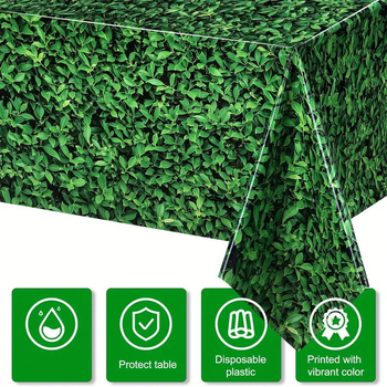 Τραπεζομάντηλο φόντου τοίχου με μοτίβο φύλλων; Υλικά: πλαστικό, ύφασμα, χαρτί; διακοσμητικό για τη διαμόρφωση του χώρου