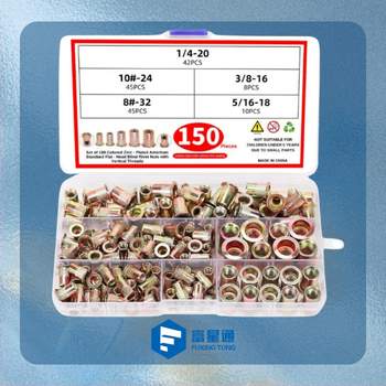 150 бр rivnut с плоска глава и вертикална ребрена повърхност, от обикновена въглеродна стомана, GB/T17880