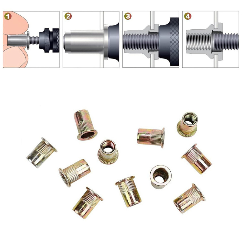 150 бр rivnut с плоска глава и вертикална ребрена повърхност, от обикновена въглеродна стомана, GB/T17880