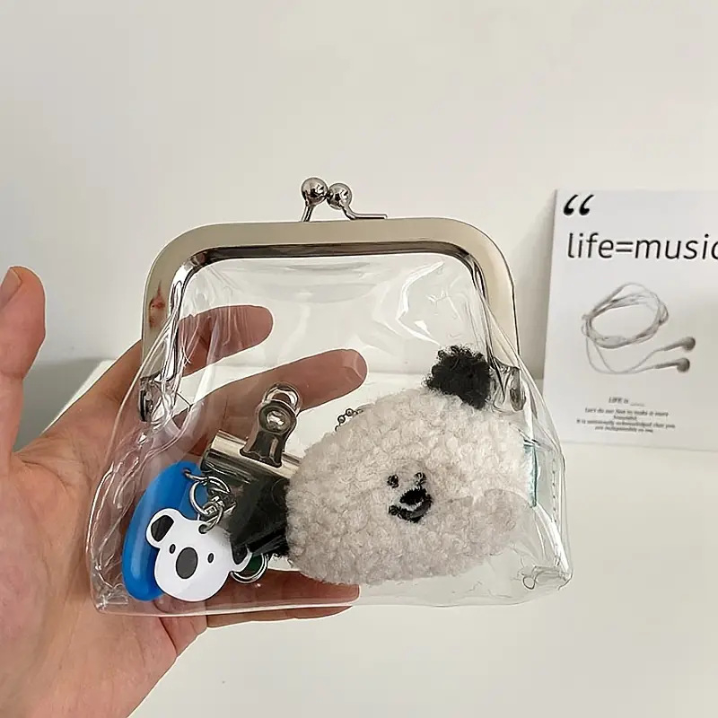 Διαφανές πορτοφόλι από PVC για κέρματα – φορητό μίνι τσαντάκι, αδιάβροχο, κορεατικού στυλ, για ταξίδια και γυναικεία αποθήκευση