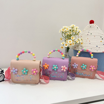 Κοριτσίστικη τσάντα crossbody για παιδάκια δημοτικού — PU υλικό, αδιάβροχο, σχέδιο με λουλουδάτο μοτίβο, επένδυση από πολυεστέρα