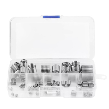 60 vienetų dėžutėje: nerūdijančiojo plieno sriegio įvyniojimai remontui, M3–M12