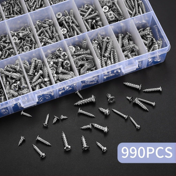 990 бр. самонарезни винтове с кръстосана глава и жлеб, 304 неръждаема стомана, GB845/GB846