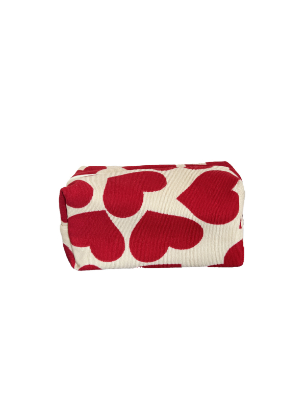 Corduroy medžiagos kosmetinė rankinė su geometriniu raštu, poliesterio pamušalas, miesto minimalistinis stilius kasdieniam naudojimui