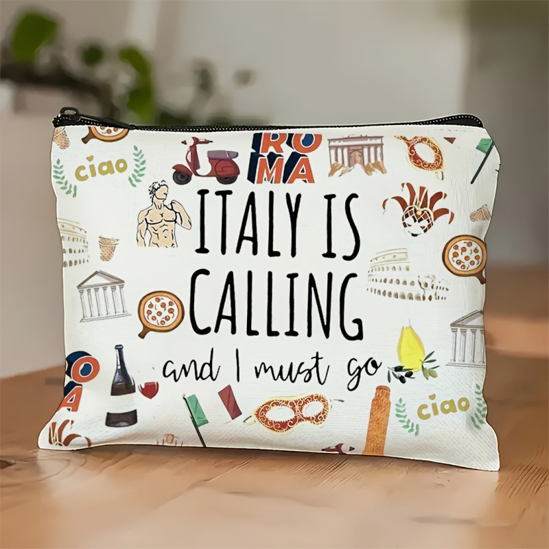 Drobės kosmetinė rankinė su užtrauktuku, šilumos perdavimo spausdinimas, dvipusis dizainas