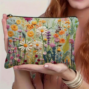 Kanvas kosmetinė su užtrauktuku — Modelis 385, medvilninė laikymo kišenė, šilumos perdavimo spauda