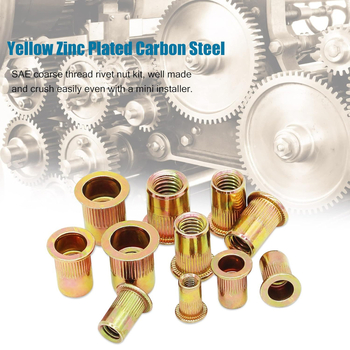 Junjie галванизирана въглеродна стомана: комплект от гайки с плоска глава за резба rivnut, 160 бр., в кутия