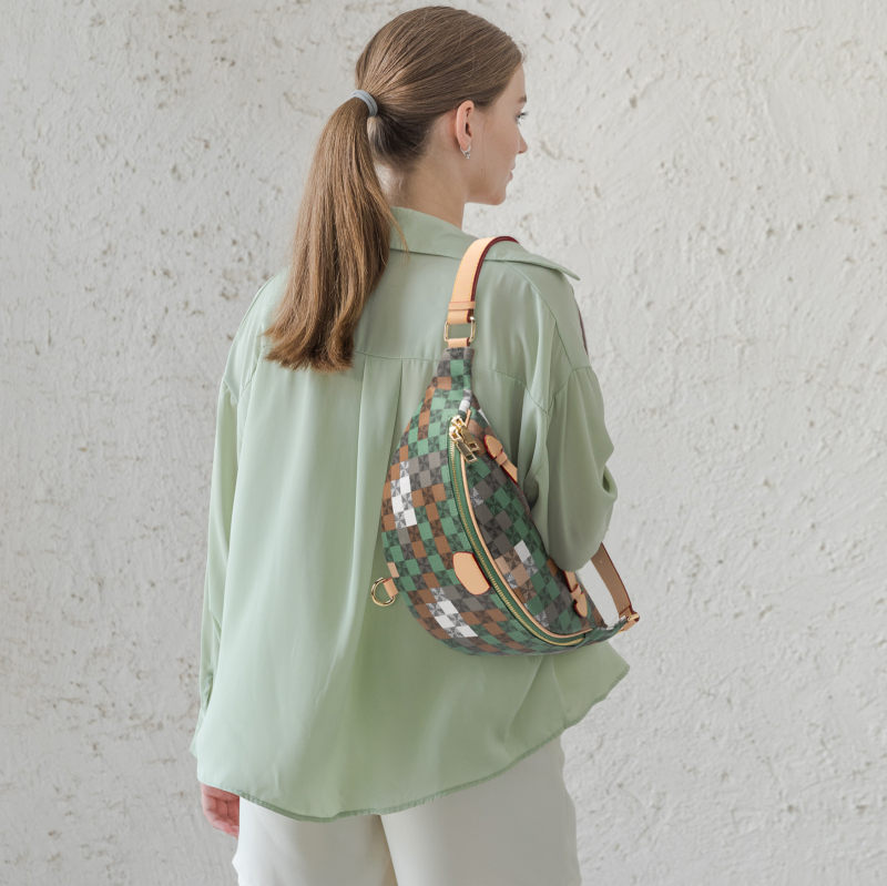 Moteriška krūtinės tipo rankinė gatvės mados stiliumi, didelė talpa, PU medžiaga, pavasaris 2025, užtrauktuko atidarymas, viduje užtrauktukas kišenė ir telefono kišenė (Stilius: street fashion; Medžiaga: PU; Metai/Sezonas: pavasaris 2025; Užtrauktukas: ati