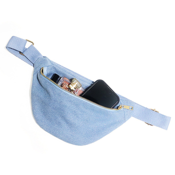 Denim juosmens krepšys su užtrauktuvu ir telefono kišenė – 2025 m. pavasaris