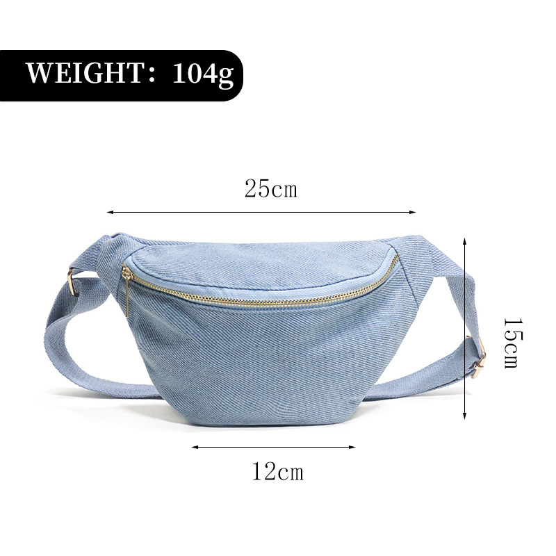 Denim juosmens krepšys su užtrauktuvu ir telefono kišenė – 2025 m. pavasaris