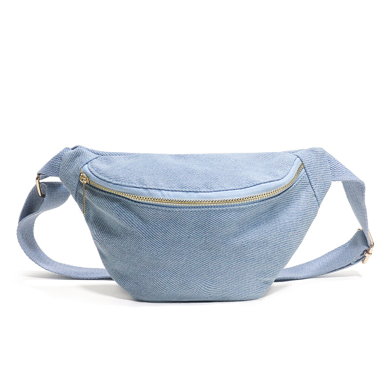 Denim juosmens krepšys su užtrauktuvu ir telefono kišenė – 2025 m. pavasaris