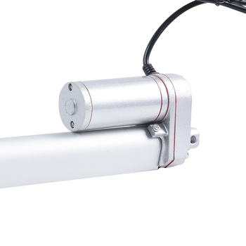 Електрически линейен задвижващ механизъм с напрежение 24 V DC, ход 100 мм, тласкаща сила 1500 N и скорост 5 мм/с.