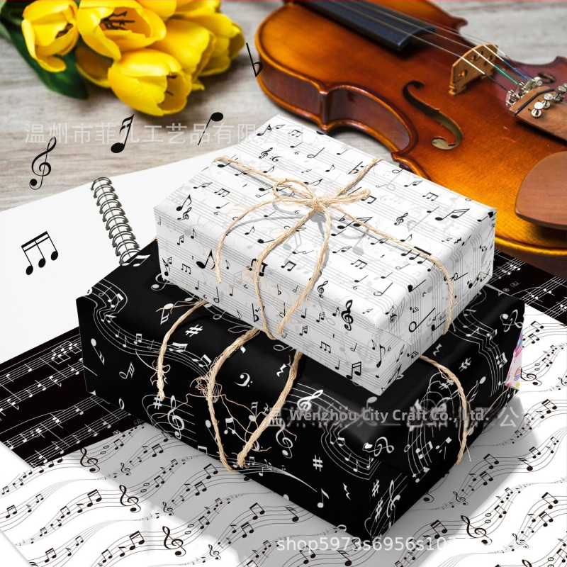 Хартия за опаковане с музикална нота за подаръчни кутии — декоративна парти хартиена опаковка, марка Yishi; Материал: композитни материали; Изработка: полуръчна и полумеханична; Подходяща за подаръци: партита; Получатели: възрастни, двойки, колеги, деца, с