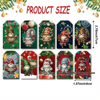 Ετικέτες δώρων – 50 τεμ., χάρτινες ετικέτες με χιουμοριστικό νάνο για τα Χριστούγεννα και τα γενέθλια