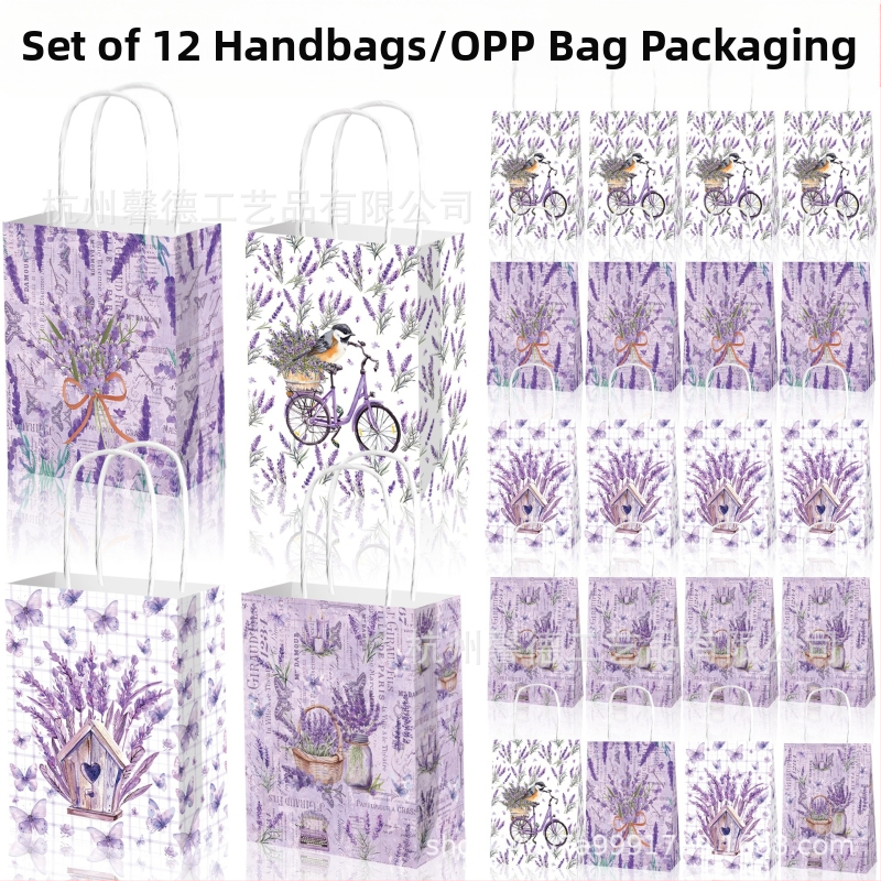 UV atspausdinta popierinė dovanų maišelė, rankinės forma, 120 g kraft popierius, pakuotė festivaliams