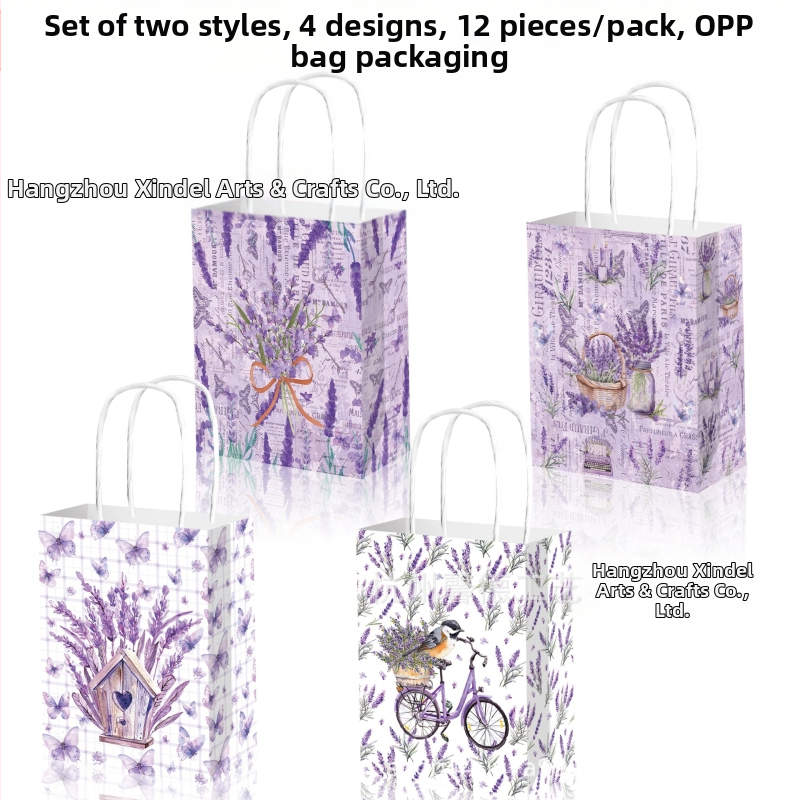 UV atspausdinta popierinė dovanų maišelė, rankinės forma, 120 g kraft popierius, pakuotė festivaliams