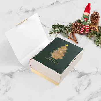 Kalėdinė saldainių dėžutė knygos formos komplektas, 5 vnt., 300 g balto kartono, reljefinis apdailos, animacinio stiliaus