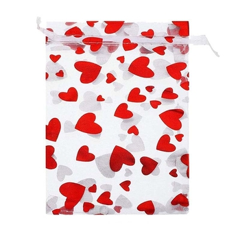 10 бр. Мрежести торбички за подаръци със сърцевидни мотиви за Свети Валентин (Материал: Cortical; Специална опаковка: подаръчна опаковка; Ниво на опаковка: Друго; Марка: Друго)