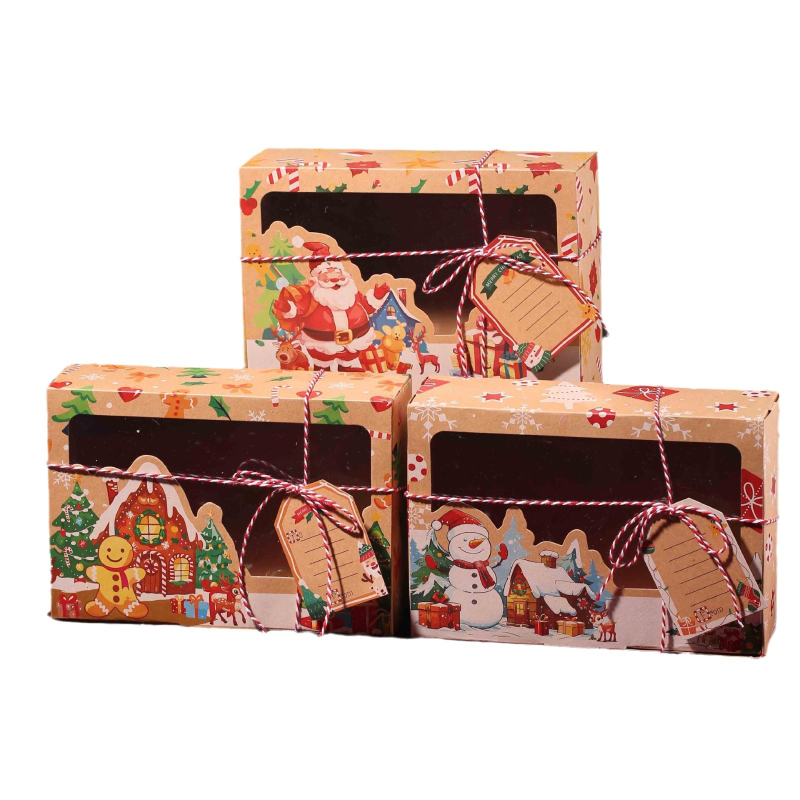 Hongze kraftpopieriaus sausainių dėžutė, kvadratinė, su PVC langu