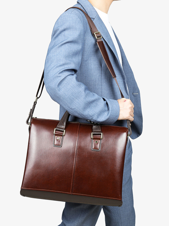 Verslo rankinė iš natūralios odos – miesto paprastumas, viršutinis veršio odos sluoksnis, vientisas paviršius, vidus poliesterio ir medvilnės