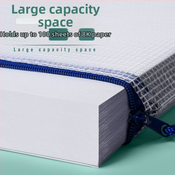 A3 документна чанта с цип, прозрачен PVC материал, водоустойчива, голям капацитет, мрежест дизайн