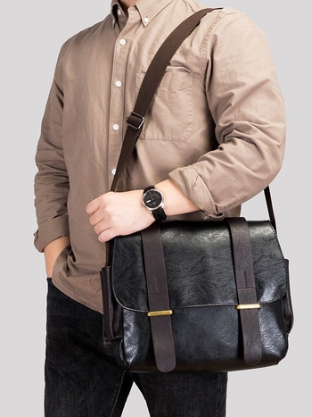 Muška crossbody messenger torba, PU materijal, vodootporna, podstava od poliestera, za poslovna putovanja