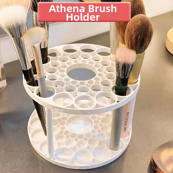 Επιτραπέζιος κυλινδρικός οργανωτής καλλυντικών — 2 επιπέδων, πλαστικός, κινητός, χωρίς εγκατάσταση, για πινέλα μακιγιάζ και κραγιόν