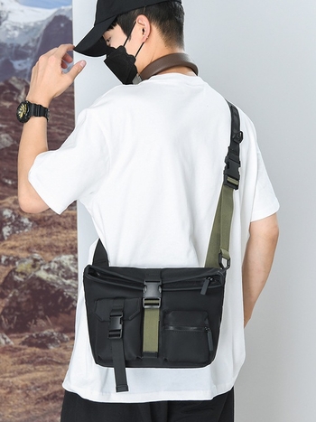 Vyrų pečių rankinė - Vandeniui atsparus audinys, Nailono įdaila, Dėvėjimo atsparumas, Išplėtimo dizainas, Apkrovos mažinimas