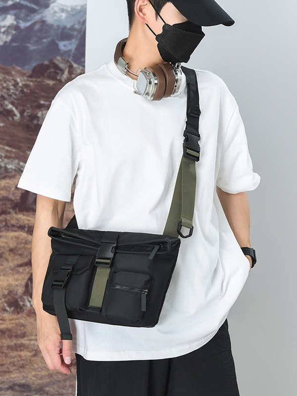 Vyrų pečių rankinė - Vandeniui atsparus audinys, Nailono įdaila, Dėvėjimo atsparumas, Išplėtimo dizainas, Apkrovos mažinimas