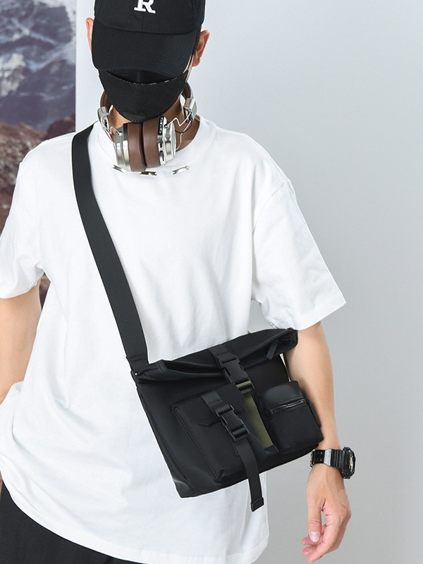 Vyrų pečių rankinė - Vandeniui atsparus audinys, Nailono įdaila, Dėvėjimo atsparumas, Išplėtimo dizainas, Apkrovos mažinimas