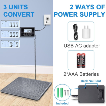 Ανοξείδωτη ψηφιακή πλατφόρμα ζύγισης 200 kg, μπαταρία, πολυλειτουργική