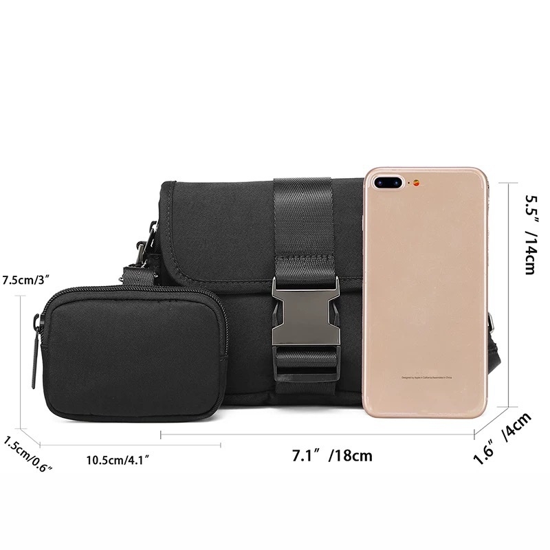 Vyrų crossbody krepšys kelionėms iš nailono, atsparus vandeniui, geometrinis raštas, poliesterio pamušalas, Fairy Wood