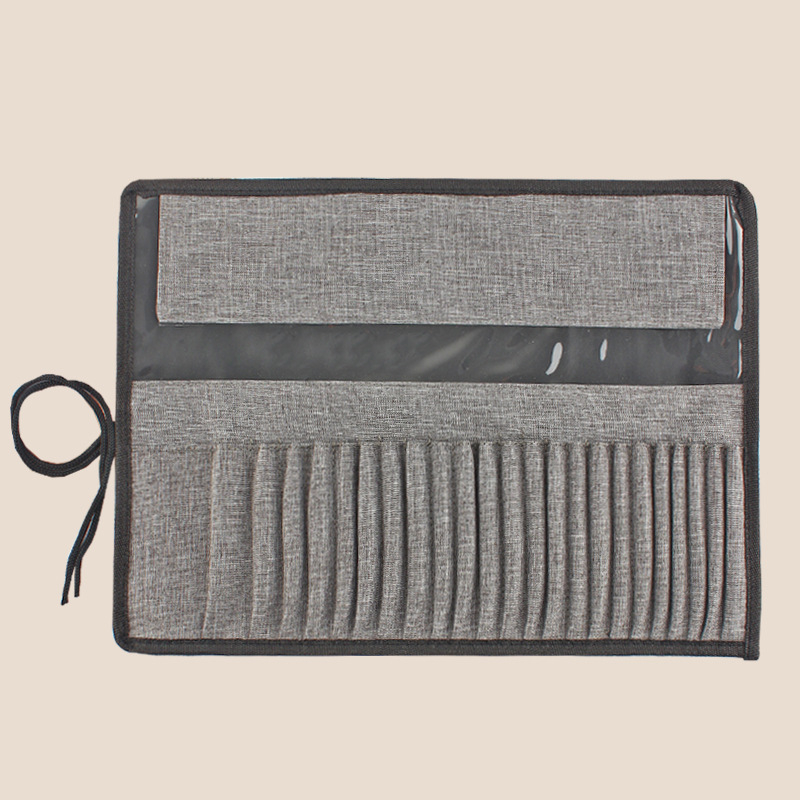 24 ecsetet tartó poliészter rol-táska olaj-, gouache- és akvarell ecsetekhez