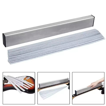 Εργαλείο ευθυγράμμισης για μουσικά όργανα με γυαλιστικό χαρτί, κατασκευή από Space αλουμίνιο, εργαλείο ευθυγράμμισης φρέτ κιθάρας/μπάσου, συσκευασία OPP