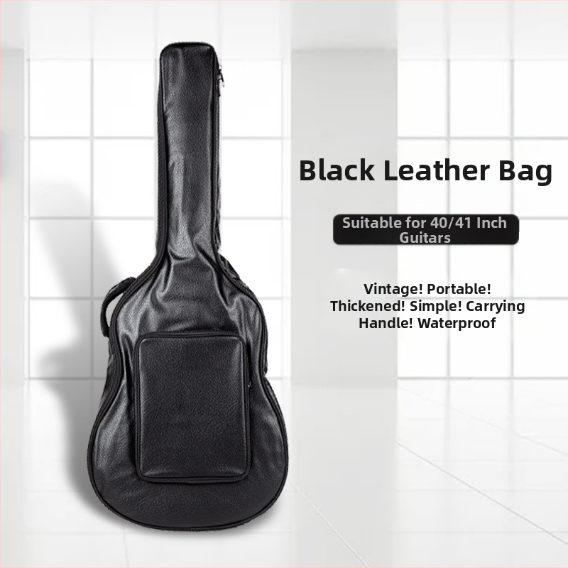 PU кожена чанта за китара, подплатена и водоустойчива, раница‑стил за акустична/фолк китара, нейлонова подплата