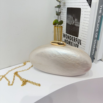 Τσάντα crossbody από ακρυλικό, σχήματος κοχύλι, με μαγνητικό κούμπωμα — αστικός μινιμαλισμός, άνοιξη 2025, επένδυση από πολυεστέρα, θήκη για κινητό