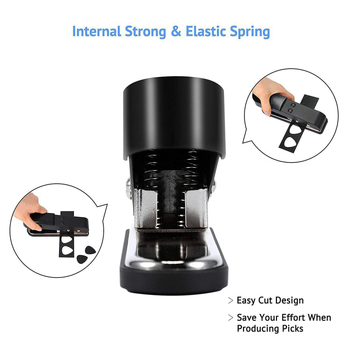 Σετ κοπής guitar pick και κιτ κατασκευής με οπή – περιλαμβάνει 25 λωρίδες για picks και κλιπ για pick. Υλικό: σίδηρος + κυτταλοειδές; Συσκευασία: δίσκος; Για μουσικά όργανα; Βάρος: 460 g ή 610 g