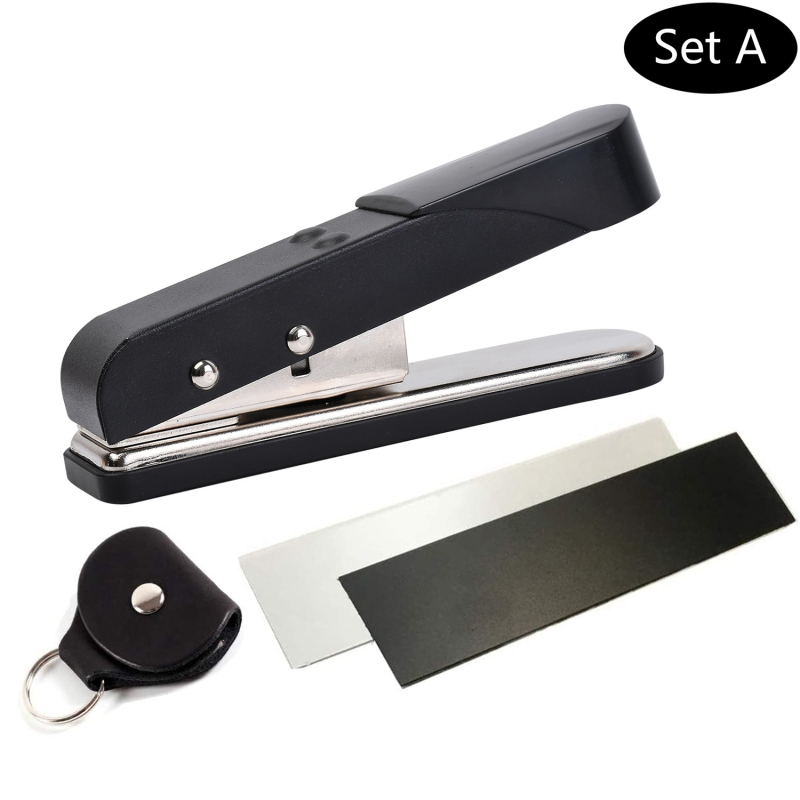 Σετ κοπής guitar pick και κιτ κατασκευής με οπή – περιλαμβάνει 25 λωρίδες για picks και κλιπ για pick. Υλικό: σίδηρος + κυτταλοειδές; Συσκευασία: δίσκος; Για μουσικά όργανα; Βάρος: 460 g ή 610 g