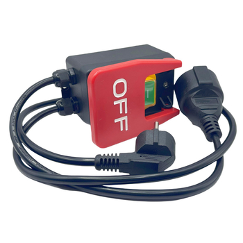 Elektriniams įrankiams saugos jungiklis su avarine mygtuku – elektromagnetinis jungiklis, 250V 16A, CE, -5–40°C