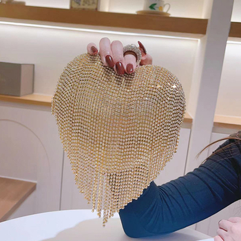 Kristalų kutai su kutais ir širdies formos vakarinė delninė, maža rankinė/pečių rankinė cheongsam stiliuje, PU medžiaga, tvirta konstrukcija, vidinė kišenė, ruduo 2020, kasdieniniam naudojimui