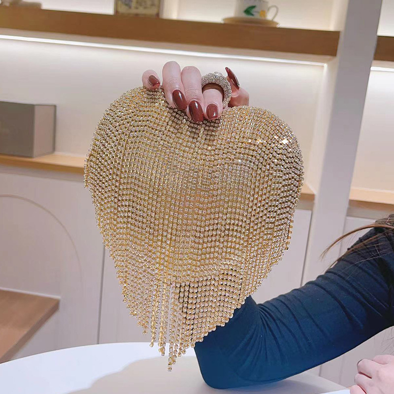 Kristalų kutai su kutais ir širdies formos vakarinė delninė, maža rankinė/pečių rankinė cheongsam stiliuje, PU medžiaga, tvirta konstrukcija, vidinė kišenė, ruduo 2020, kasdieniniam naudojimui